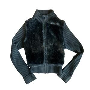 Fur knit zip up jacket